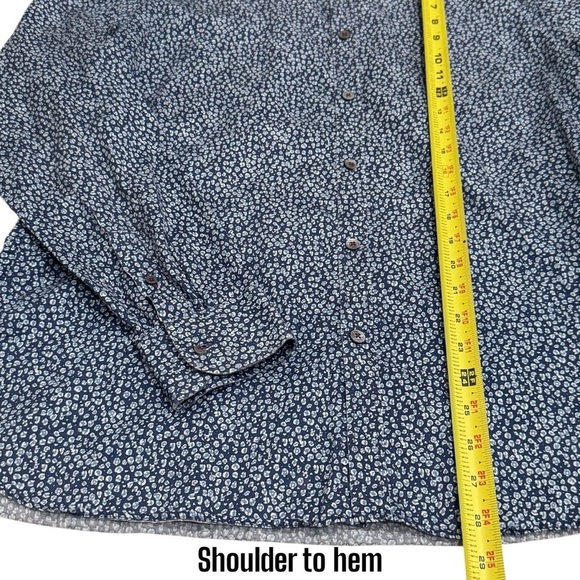 Ted Baker Blue Leopard Print Long Sleeve Chic Careerwear Buttondown Size 4 - Picture 11 of 11